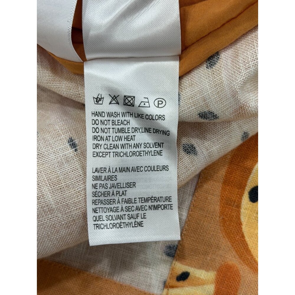 Farm Rio Caramel Raining Banana Midi Dress Linen Womens XL Orange Yellow NEW - Picture 8 of 8